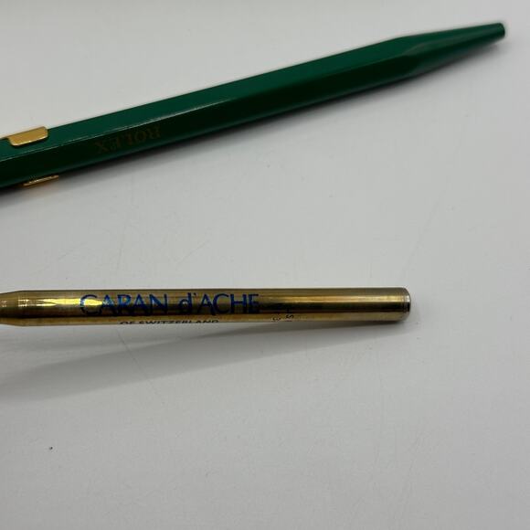 ROLEX Caran d'Ache 858 Ballpoint Pen Knockout Green Gold - Picture 7 of 8